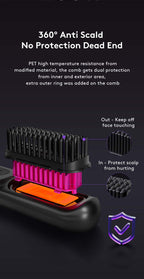 2 In 1 Straight Hair Comb Wireless Hair Straightener Brush Hair Fast Heating Portable Hot Curler USB Charging