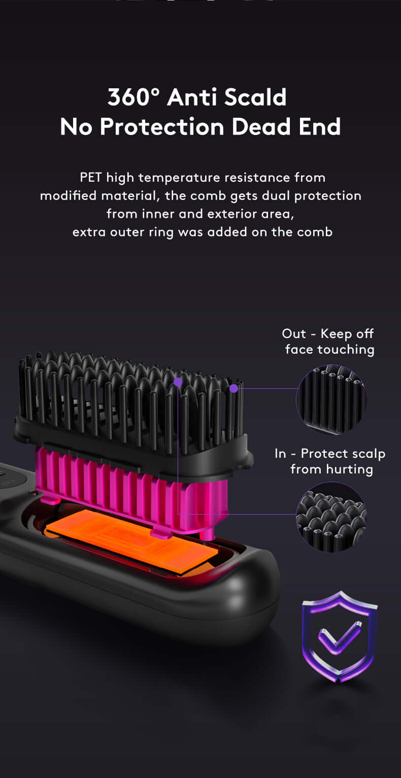 2 In 1 Straight Hair Comb Wireless Hair Straightener Brush Hair Fast Heating Portable Hot Curler USB Charging