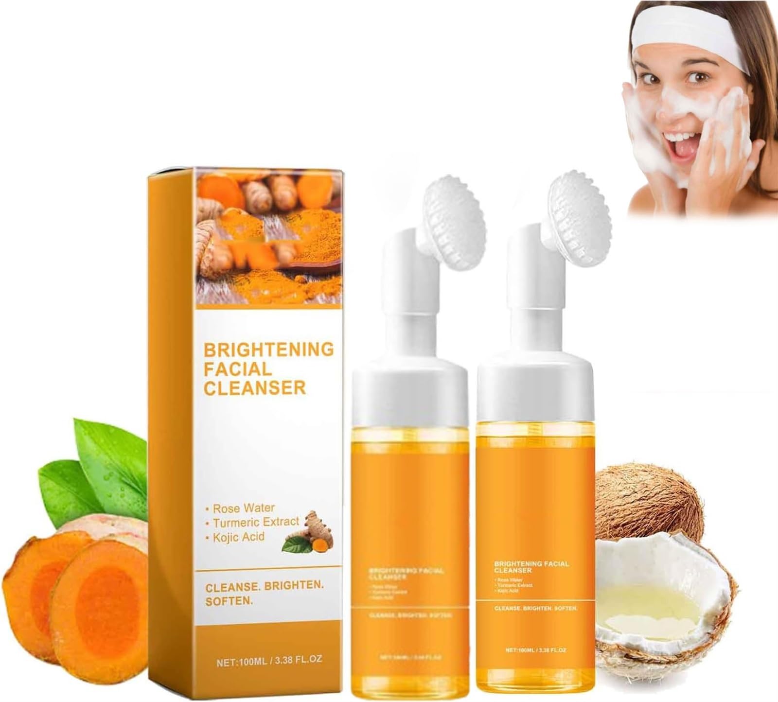 Turmeric Exfoliating Cleansing Pads, Facial Sponges for Deep Cleansing