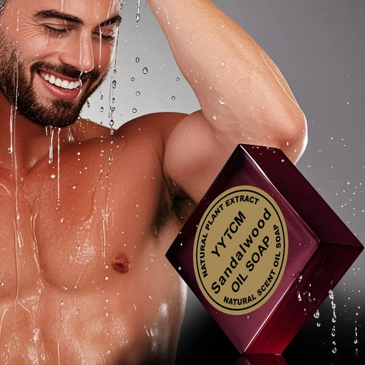 Sandalwood Soap, Men's Fragrance Soap, Long-Lasting Light Fragrance, Bath, Hand-Washing, Face-Washing Soap, Gentle Skin Care, Gift-Giving, Personal Use 65G/Piece