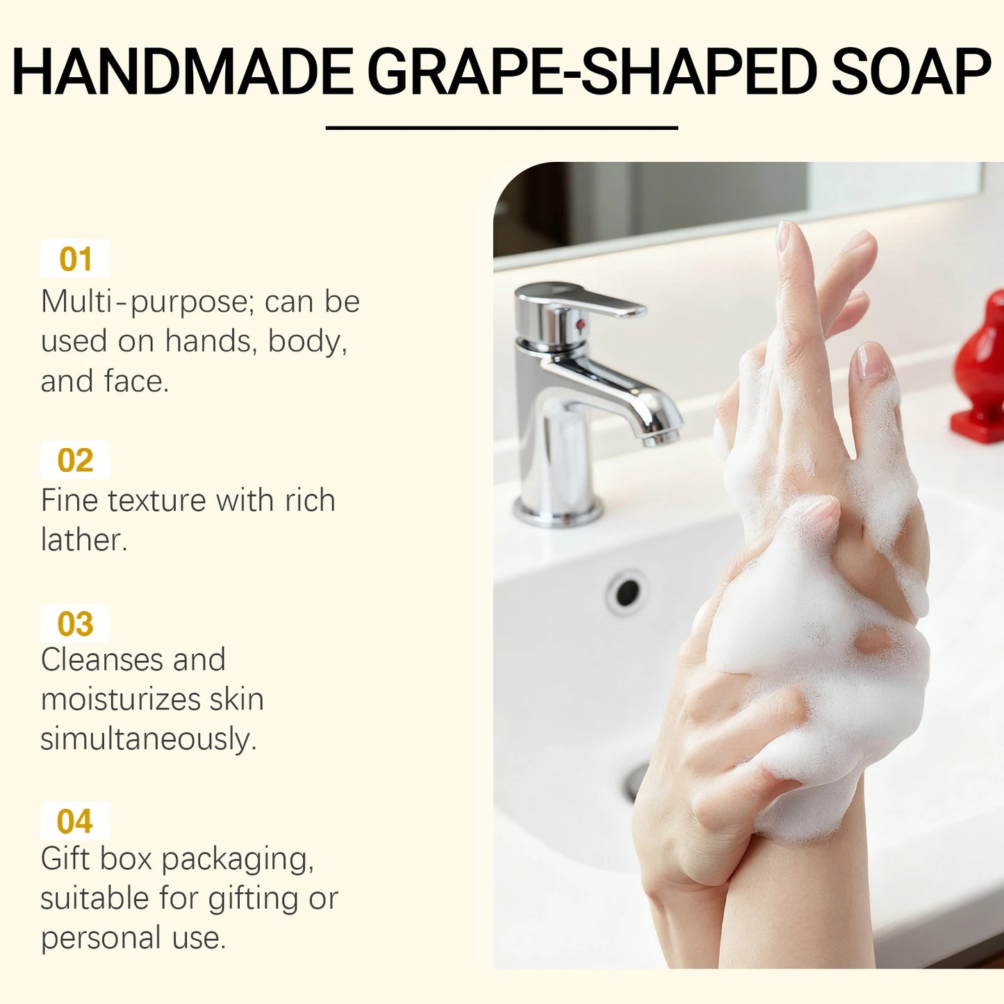 Grape Hand Soap Deep Clean Remove Dirt Hydrating Nourish Soften Hand Skin Repair Dryness Smooth Texture Delicate Handmade Soaps