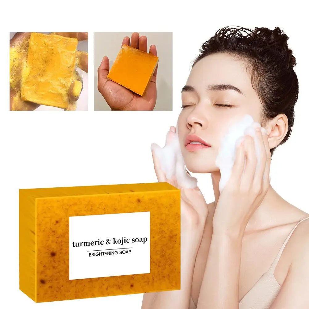 100g Turmeric Hand Made Soap, Lemon Kojic Acid Soap, Deep Cleaning For Face And Body Skin Care
