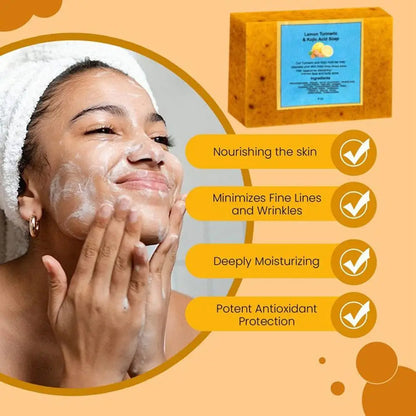 100g Turmeric Hand Made Soap, Lemon Kojic Acid Soap, Deep Cleaning For Face And Body Skin Care