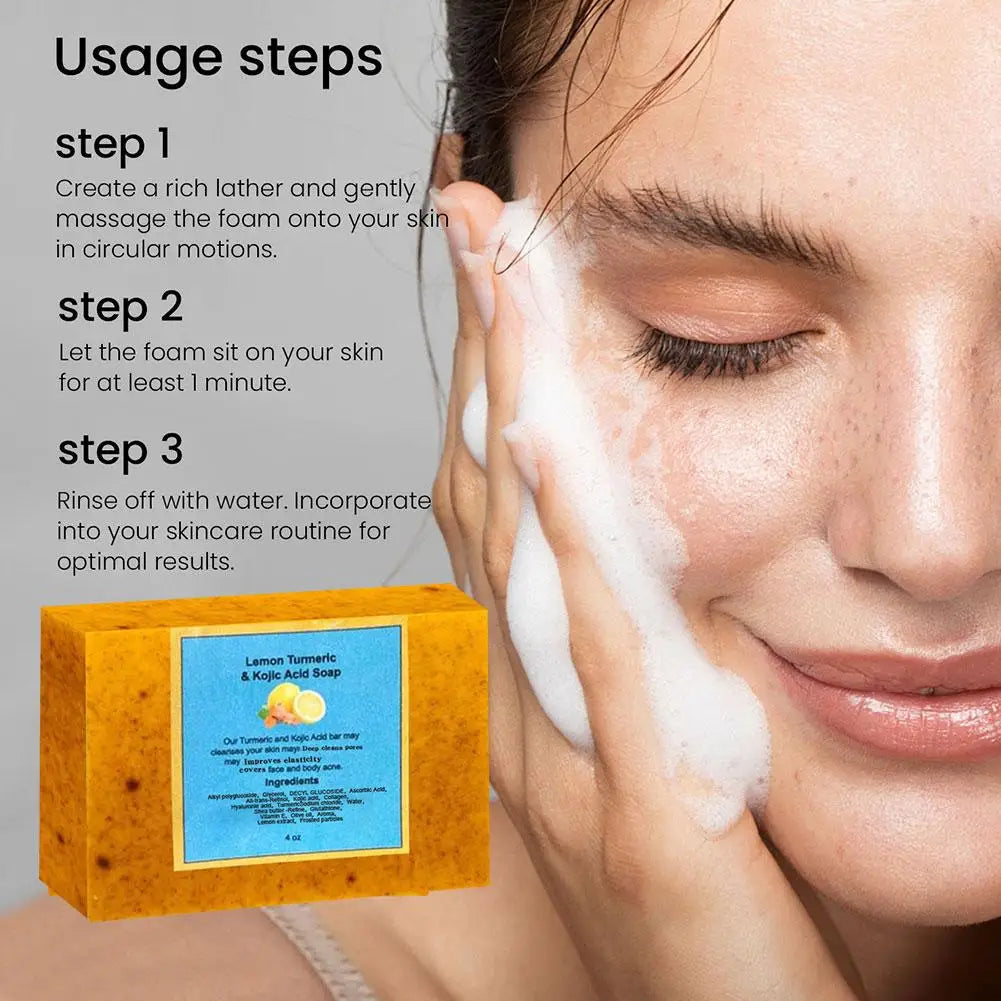100g Turmeric Hand Made Soap, Lemon Kojic Acid Soap, Deep Cleaning For Face And Body Skin Care