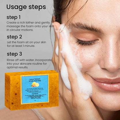 100g Turmeric Hand Made Soap, Lemon Kojic Acid Soap, Deep Cleaning For Face And Body Skin Care