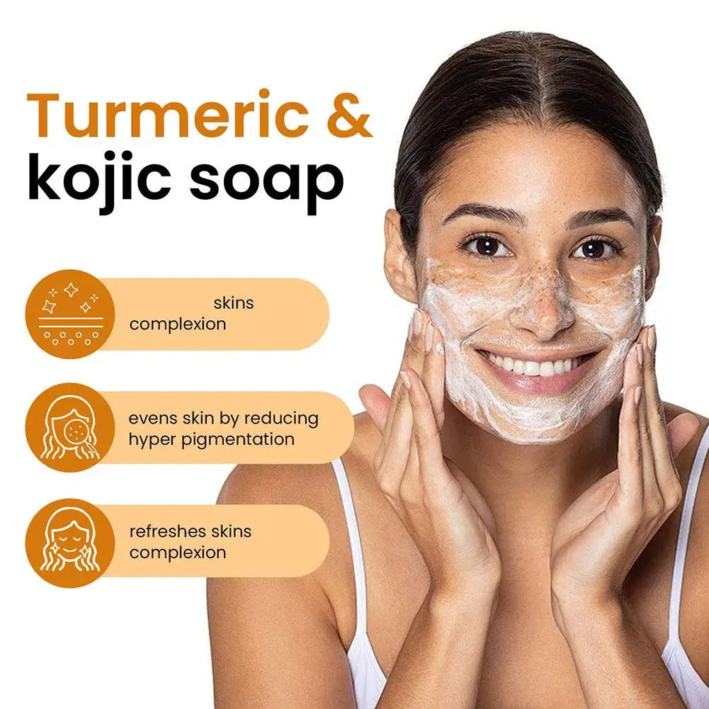 100g Turmeric Hand Made Soap, Lemon Kojic Acid Soap, Deep Cleaning For Face And Body Skin Care